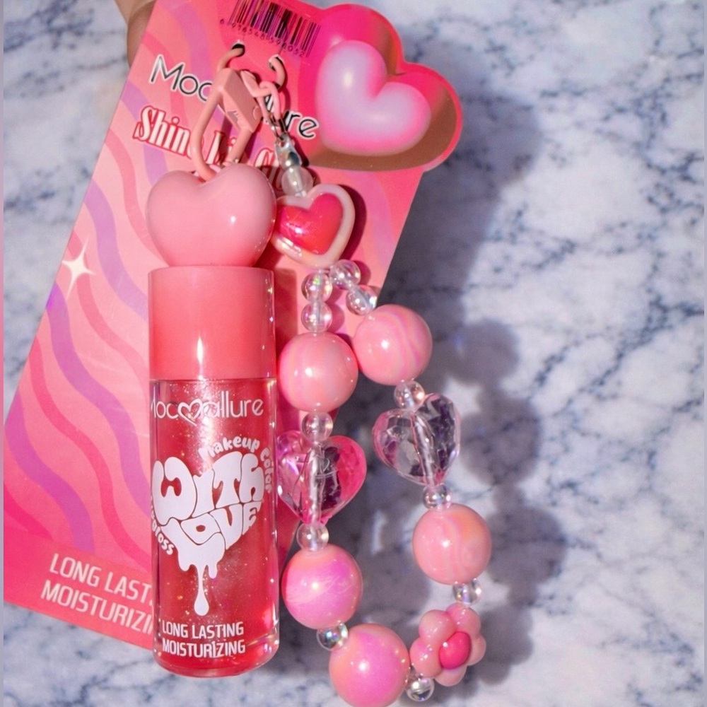 Pink Lip Gloss and Bracelet Set